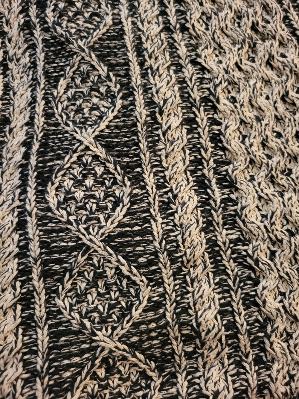 L.L. Bean Cream and Black Marled Fisherman Tunic Sweater - Picture 3 of 6